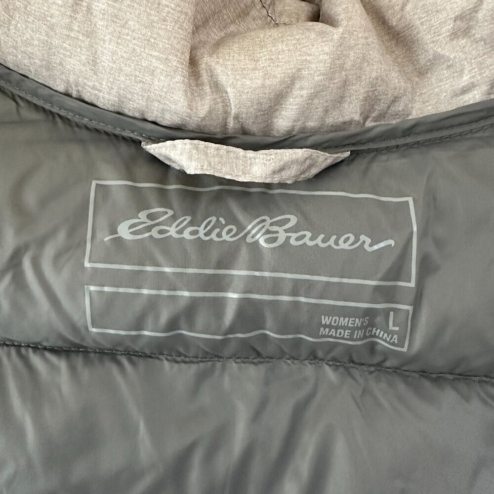 EDDIE BAUER Women’s Size Large EB 650 Gray Down Vest - Picture 8 of 10